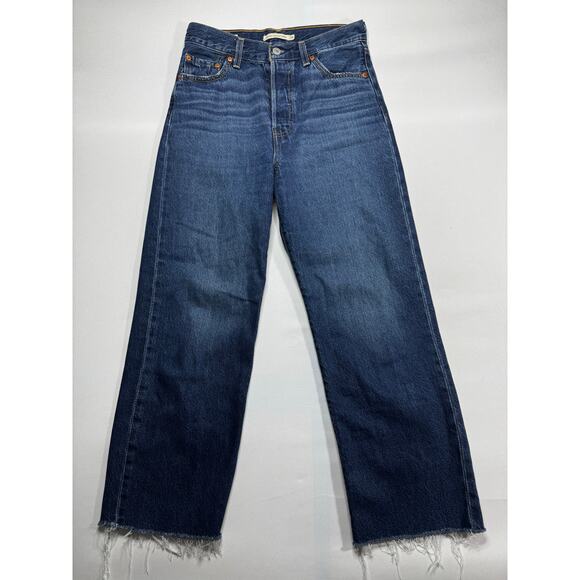 Levi's Women's Ribcage Straight Ankle Blue Denim Jeans - Size 26x27 (28x26.5) - Picture 1 of 8